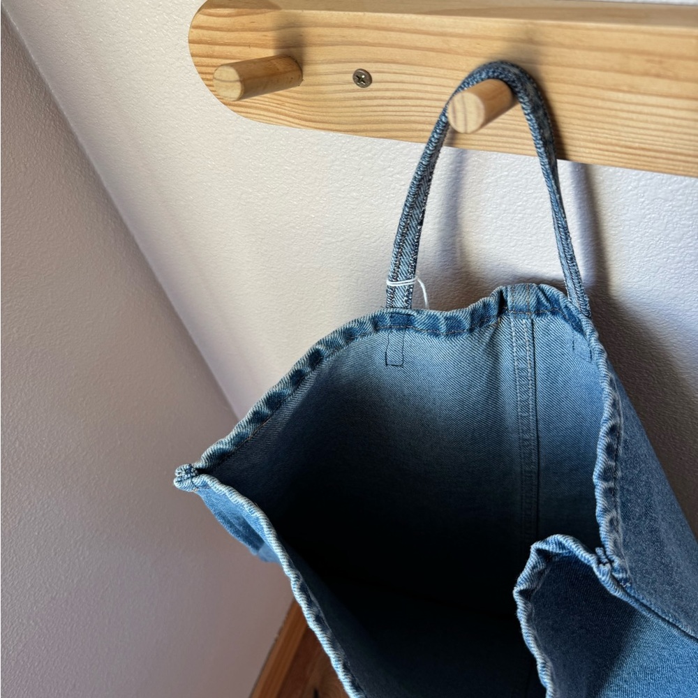 Denim Tote Bag in Medium Blue Hand Sewn By Me - Picture 5 of 8